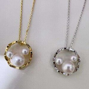 Freshwater Pearl Necklace with Mickey-Shaped Pendant